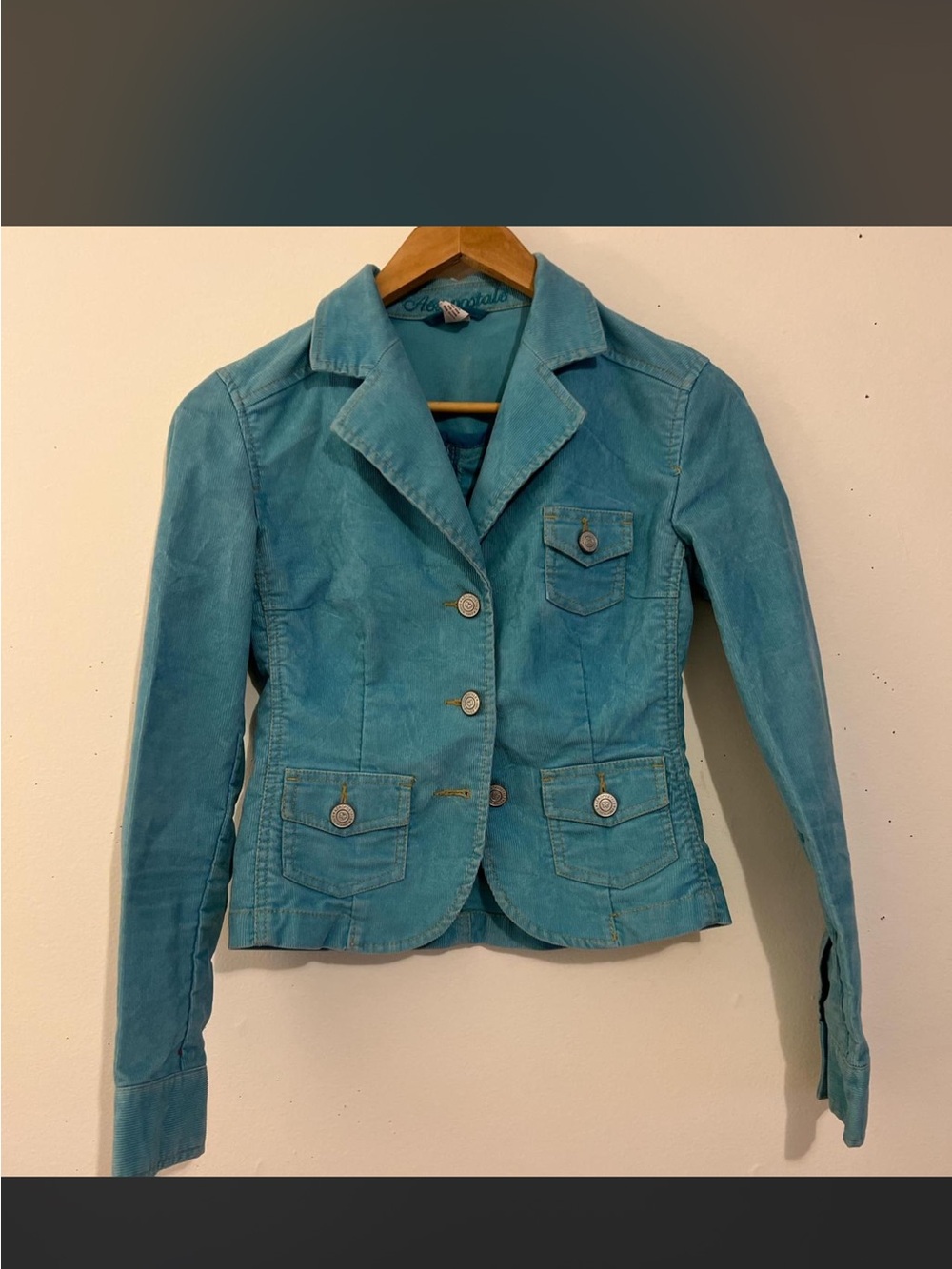 XS Aeropostale Women’s Blue Button-Front Corduroy Blazer Jacket